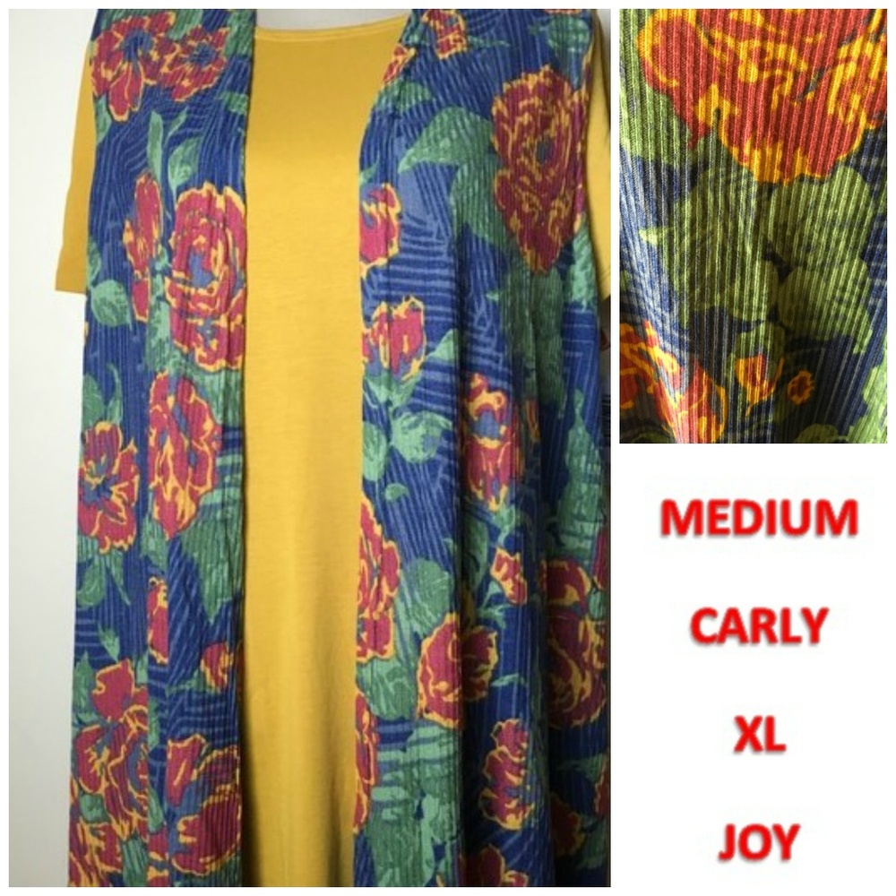 LulaRoe Medium Mustard Carly & XL Floral Joy